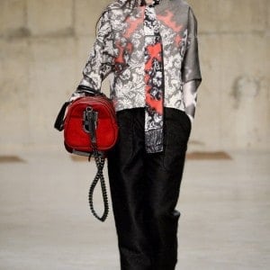 Monochrome print with a flash of colour. Loose trouser easy to sit in.
