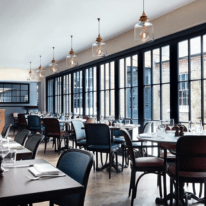 Some tables are free standing without banquette seating
