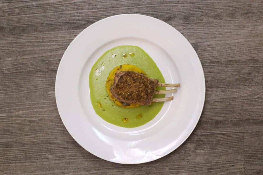 Tender lamb rack in a spiced pistachio crust