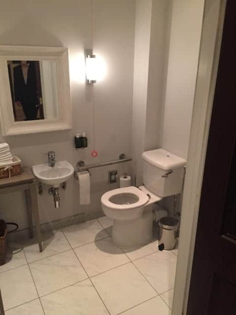 Disabled Toilet in Corridor Near Reception at Lime Wood Hotel